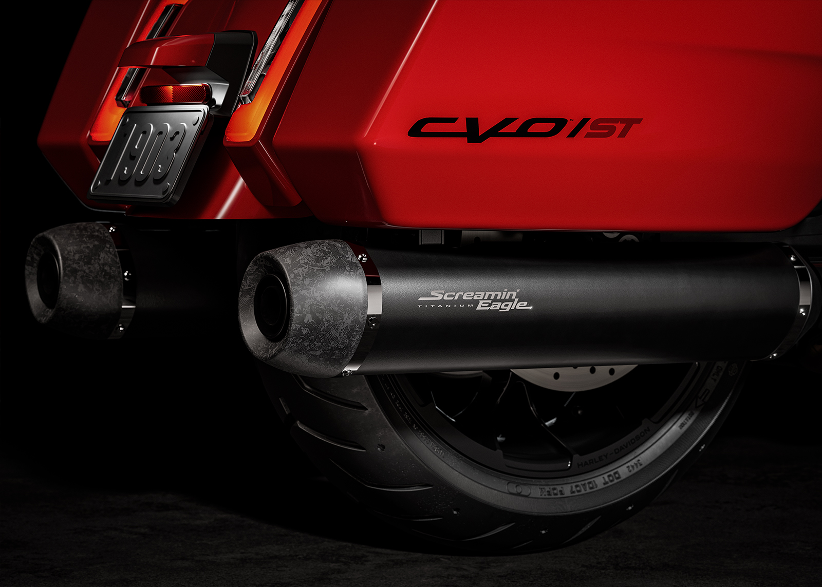 2025 CVO Road Glide ST motorcycle titanium mufflers