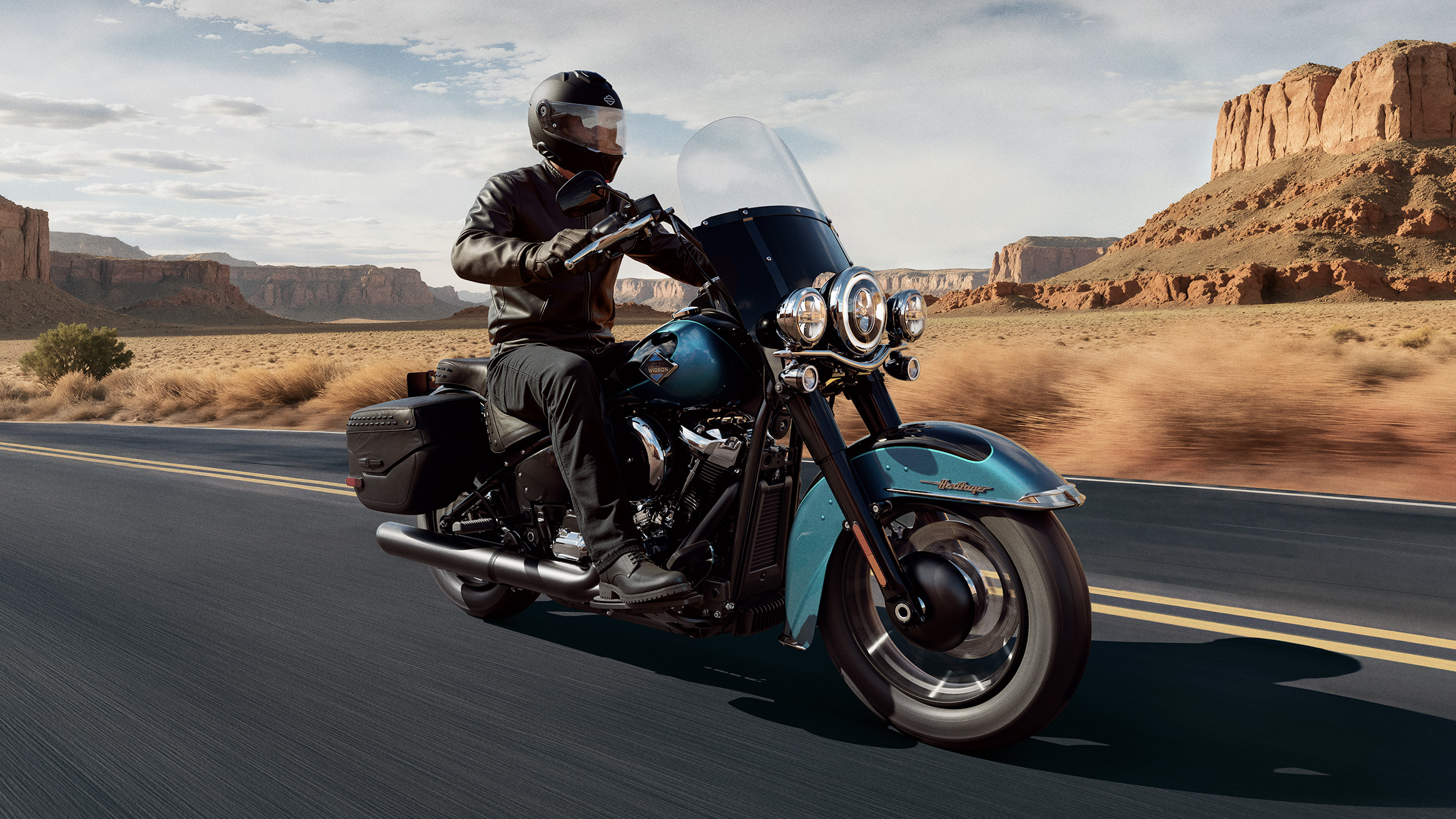 2026 Heritage Classic Motorcycles Riding Shot